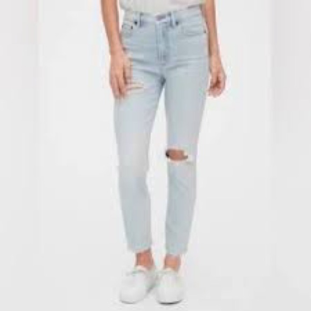 GAP Distressed Cigarette High Rise Jeans with Secret Smoothing Pockets